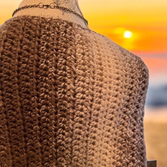 Vintage brown/ashbrown/creamy white poncho/shrug 75%acrylic/25%wool Soft & Warm - Picture 11 of 17